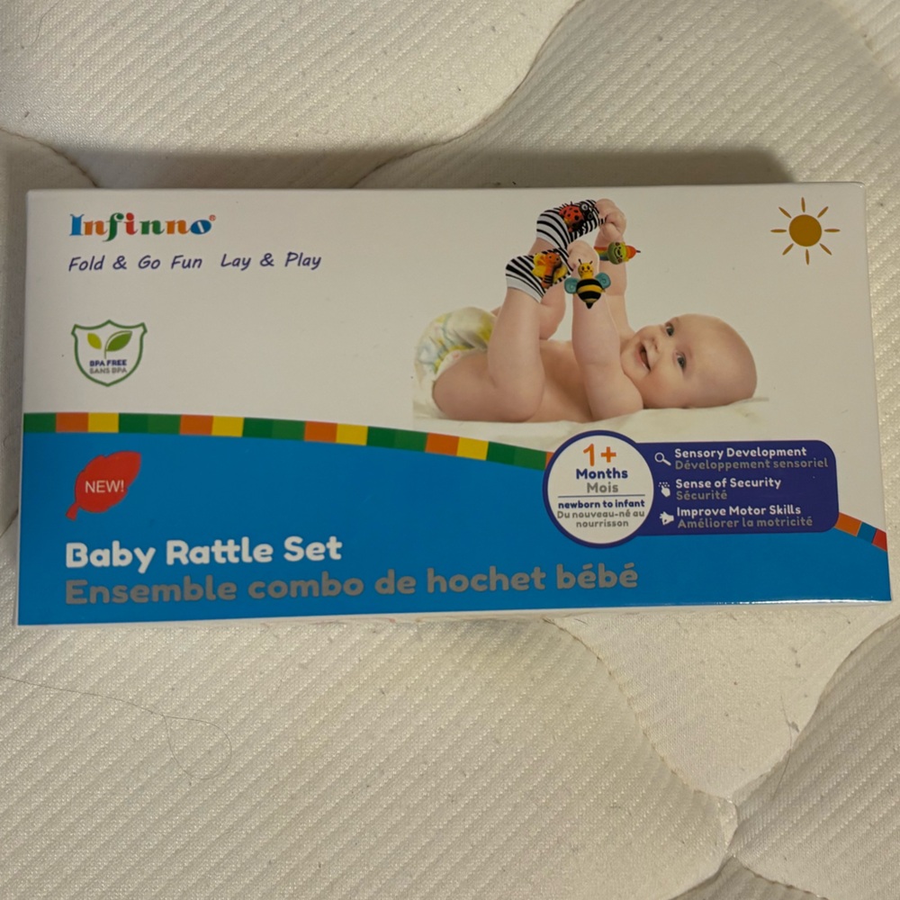 Baby Rattle Set - Blue & White Packaging